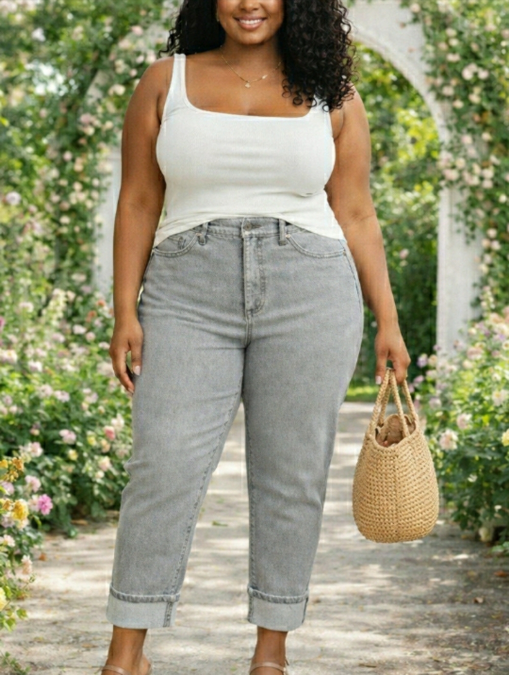Cropped Jeans Gray Ankle Beatrix Boyfriend By Sofia Vergara 20 1x 2x 🤍 NWT - Picture 6 of 10